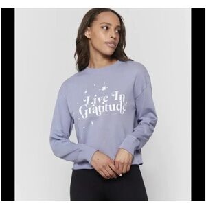 Spiritual Gangster live in gratitude blue pullover sweatshirt sz Small
